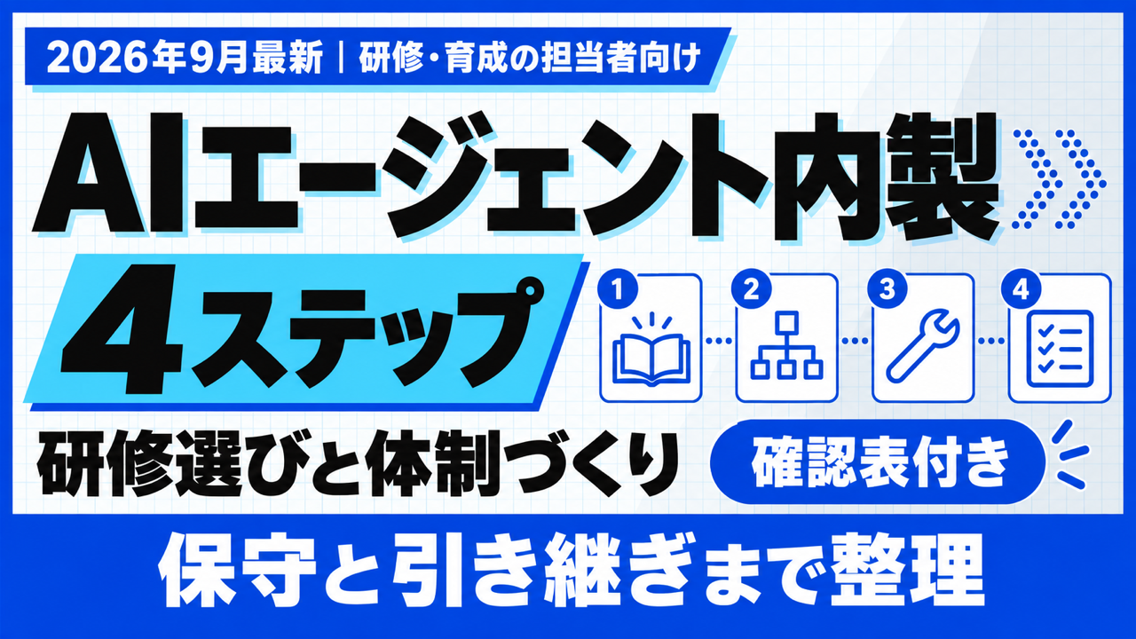 AIエージェント内製｜研修選びと体制づくり4ステップ【2026年9月】