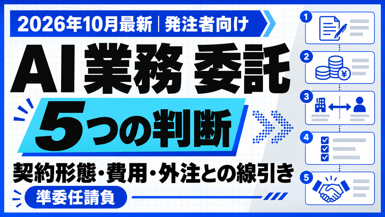 AI 業務 委託｜契約形態・費用・外注との線引き5つの判断【2026年10月】