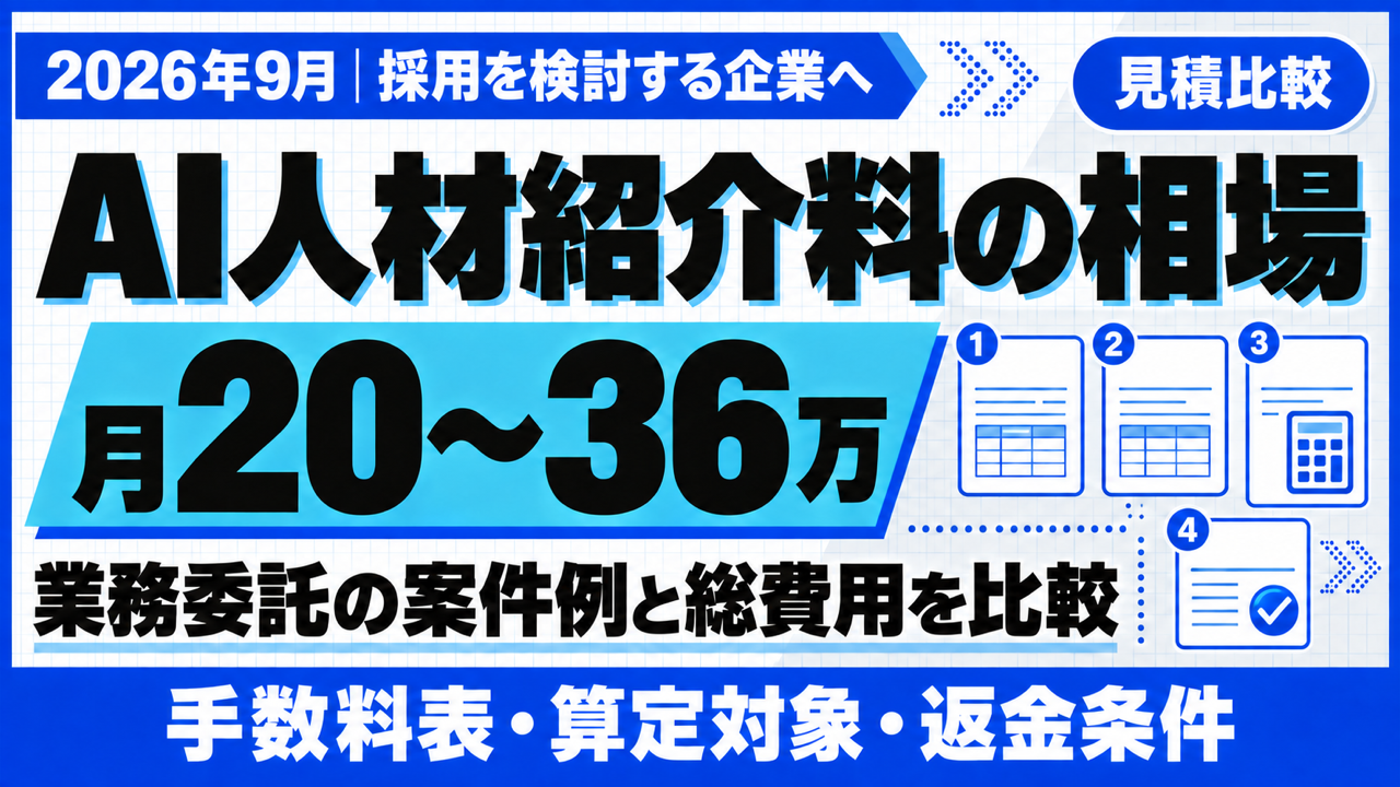 AI人材紹介料の相場｜見積の読み方と月20〜36万円の業務委託【2026年9月】