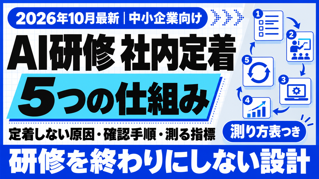 AI研修 社内定着｜研修後に使われ続ける5つの仕組みと測り方【2026年10月】