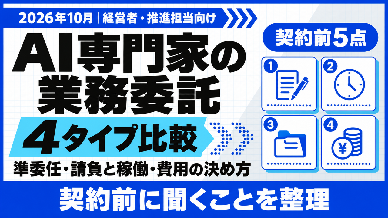 AI 専門家 業務委託｜依頼先4タイプと契約の選び方【2026年10月】