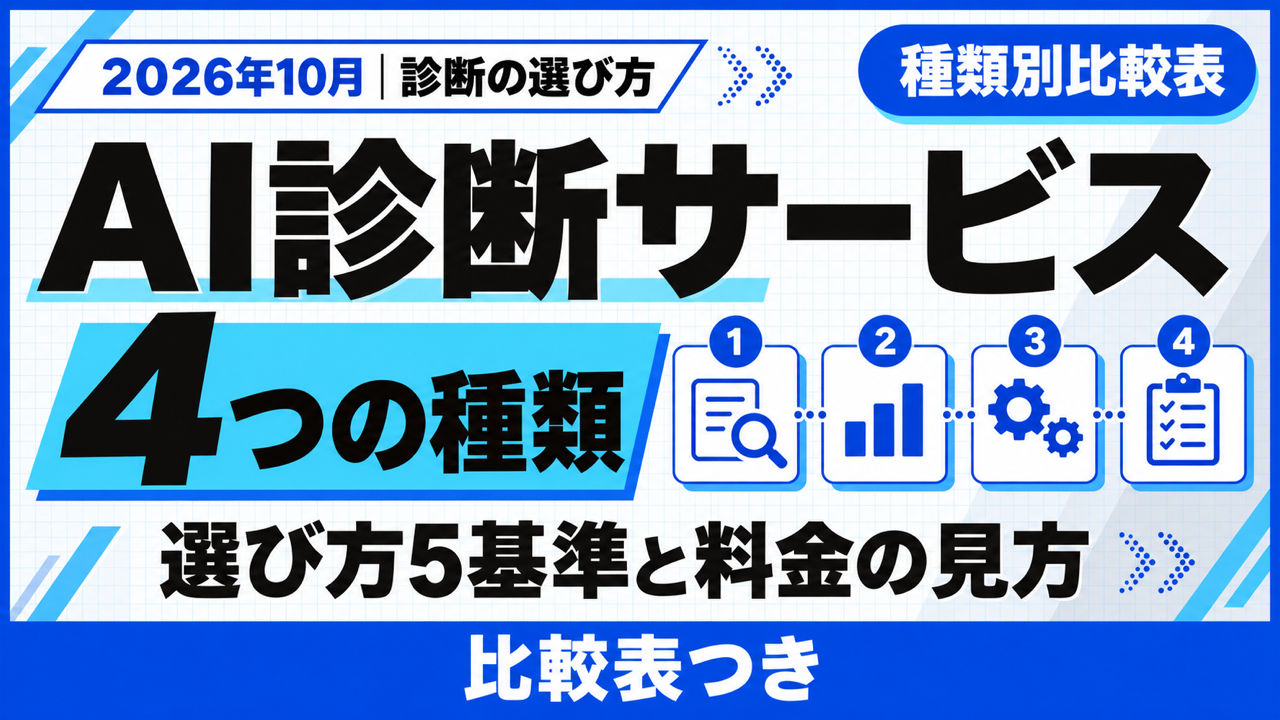 AI 診断 サービス｜4つの種類と選び方5基準・料金の見方【2026年10月】