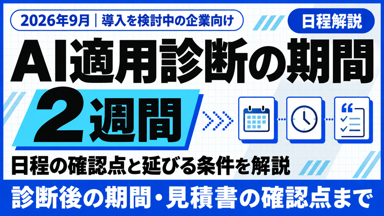 AI適用診断の期間｜2週間の案内と日程を決める前の確認点【2026年9月】
