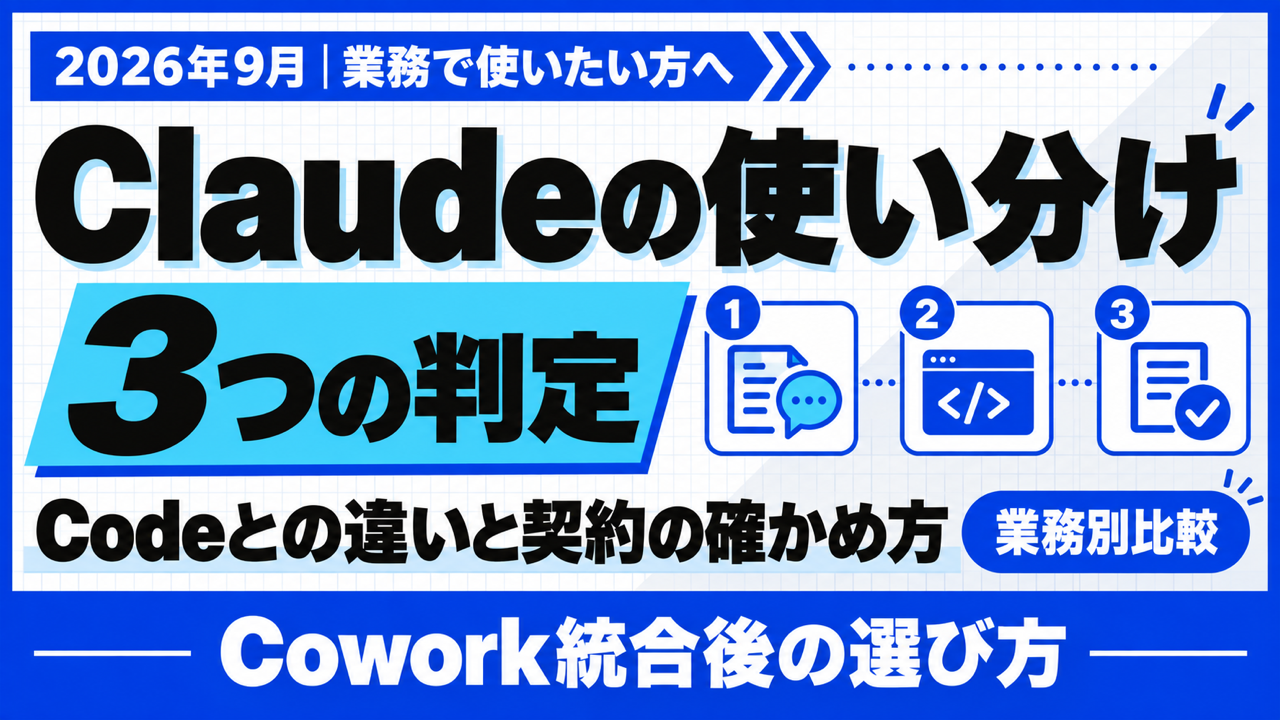 Claude CodeとClaudeの違い｜3つの判定で選ぶ契約【2026年9月】