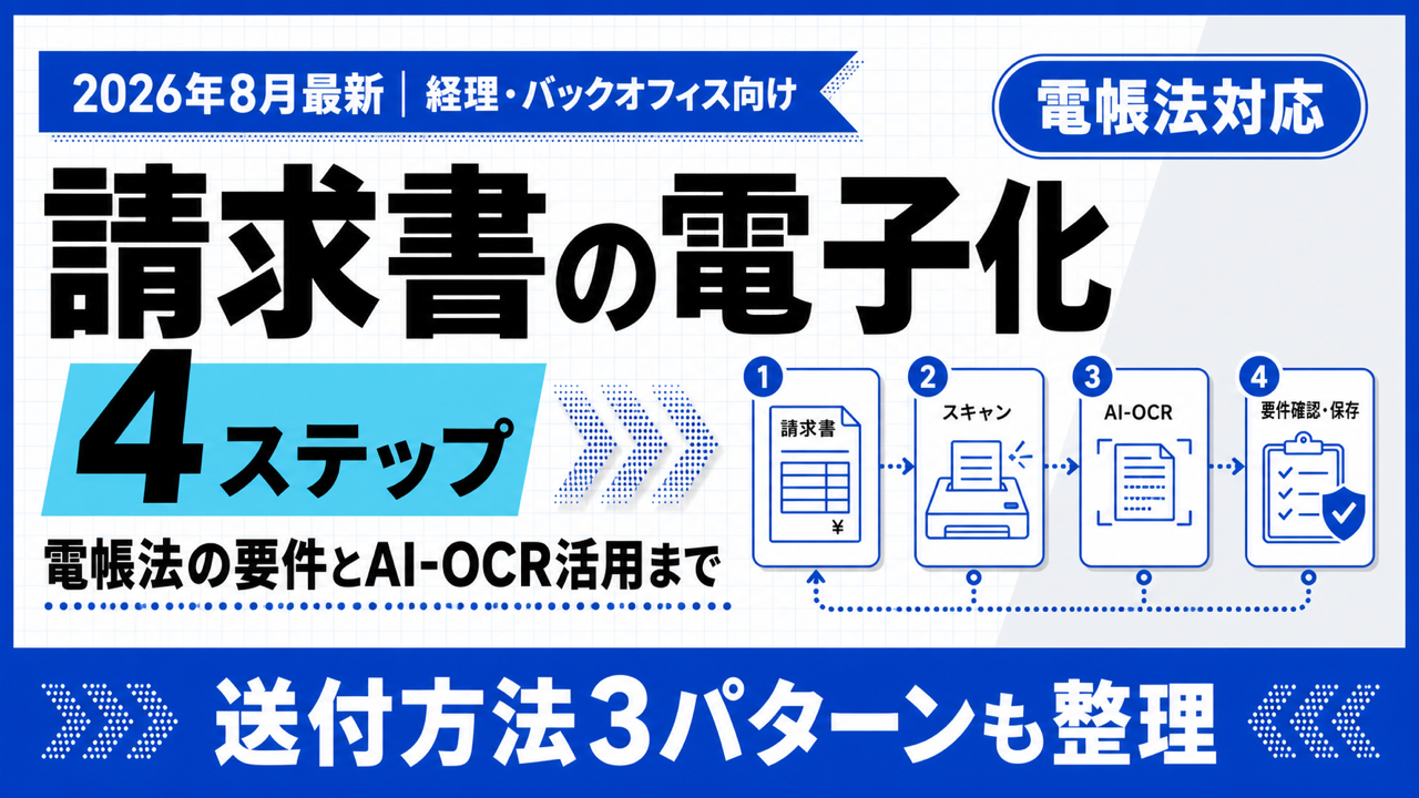 請求書の電子化｜AI活用の4ステップと電帳法の注意点【2026年8月】