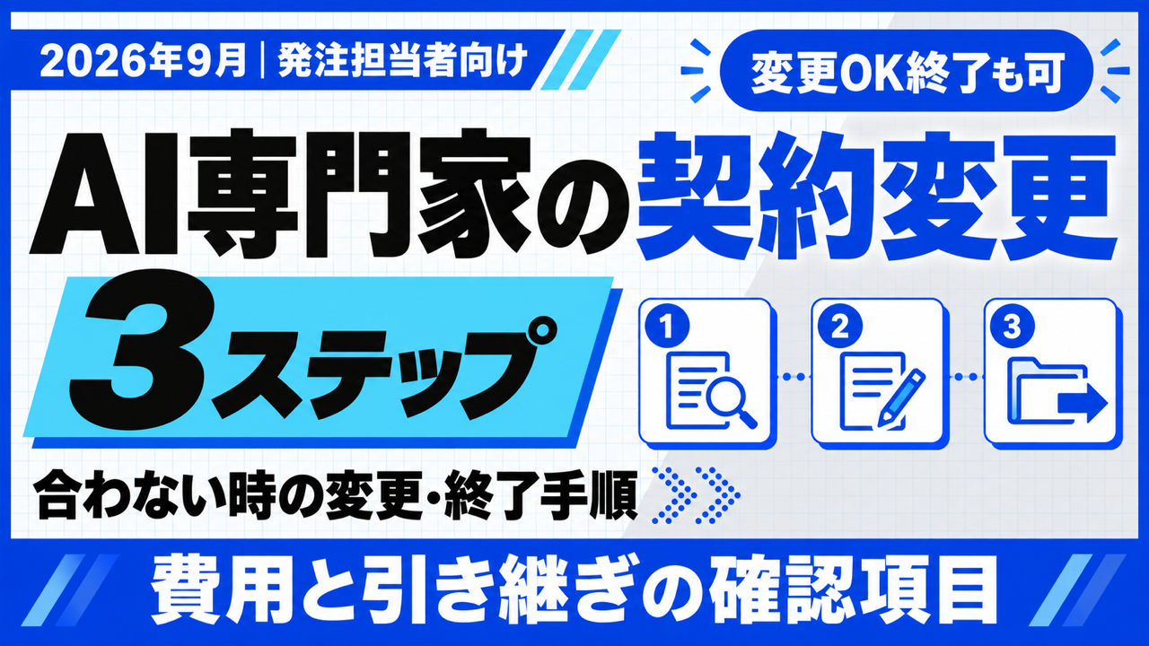 AI専門家の契約変更｜合わない時の変更・終了3ステップ【2026年9月】